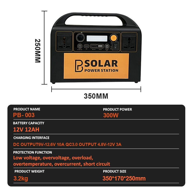 Portable Power Station 300w 90000mah Solar Generators 220v Outdoor Power AC DC USB Solar Charging Multi-function Camping travling self-tour Mobile power Supply Plus Household emergency necessary generator large capacity power