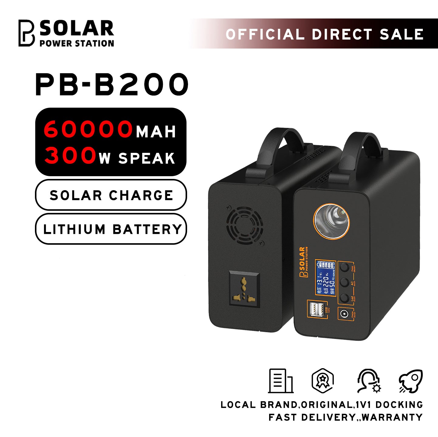 PBSOLAR power station portable solar 220v 200w 45000mah lithium battery power bank charger mable big capacity power station outdoor ulti-function port emergency power Supply CPAP Battery Recharged by Solar Panel/Wall Outlet/Car 220V AC Out/DC 12V /QC USB