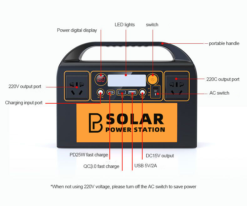 Portable Power Station 300w 90000mah Solar Generators 220v Outdoor Power AC DC USB Solar Charging Multi-function Camping travling self-tour Mobile power Supply Plus Household emergency necessary generator large capacity power