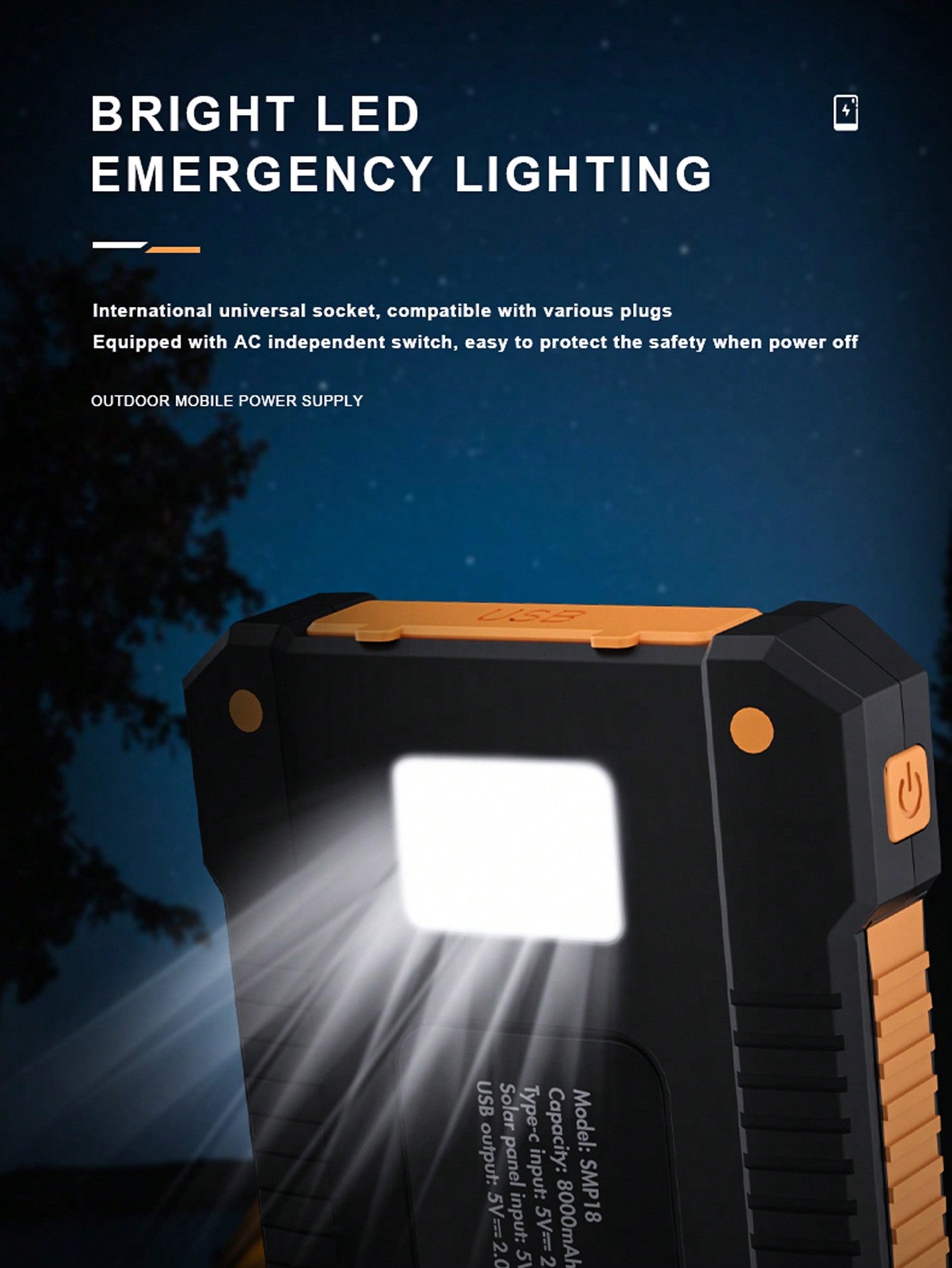 Solar powerbank 10000mah pd 20w fast charging outdoor solar charging portable waterproo