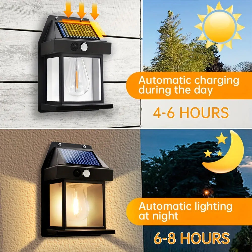 Warm LED Solar Wall Light Outdoor Lighting Motion Sensor Automatic Night Light Lampu Solar Dinding Down Light BK-888