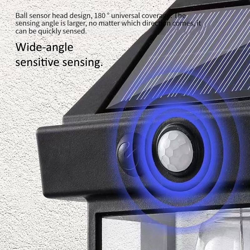 Warm LED Solar Wall Light Outdoor Lighting Motion Sensor Automatic Night Light Lampu Solar Dinding Down Light BK-888