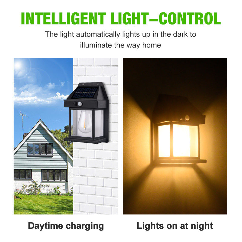 Warm LED Solar Wall Light Outdoor Lighting Motion Sensor Automatic Night Light Lampu Solar Dinding Down Light BK-888
