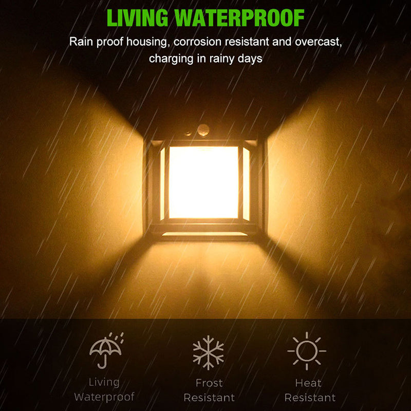 Warm LED Solar Wall Light Outdoor Lighting Motion Sensor Automatic Night Light Lampu Solar Dinding Down Light BK-888