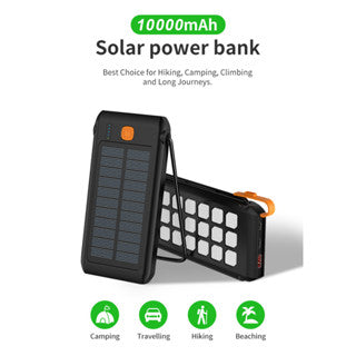 PB Solar Portable Power Bank Charger 10000mah PD 20W Fast Charging Solar Charging Outdoor Power Supply With LED Light Portable Waterproof And Fall-Proof