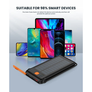 PB Solar Portable Power Bank Charger 10000mah PD 20W Fast Charging Solar Charging Outdoor Power Supply With LED Light Portable Waterproof And Fall-Proof