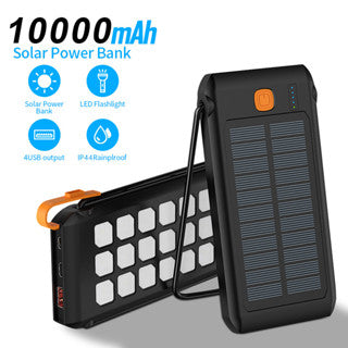 PB Solar Portable Power Bank Charger 10000mah PD 20W Fast Charging Solar Charging Outdoor Power Supply With LED Light Portable Waterproof And Fall-Proof