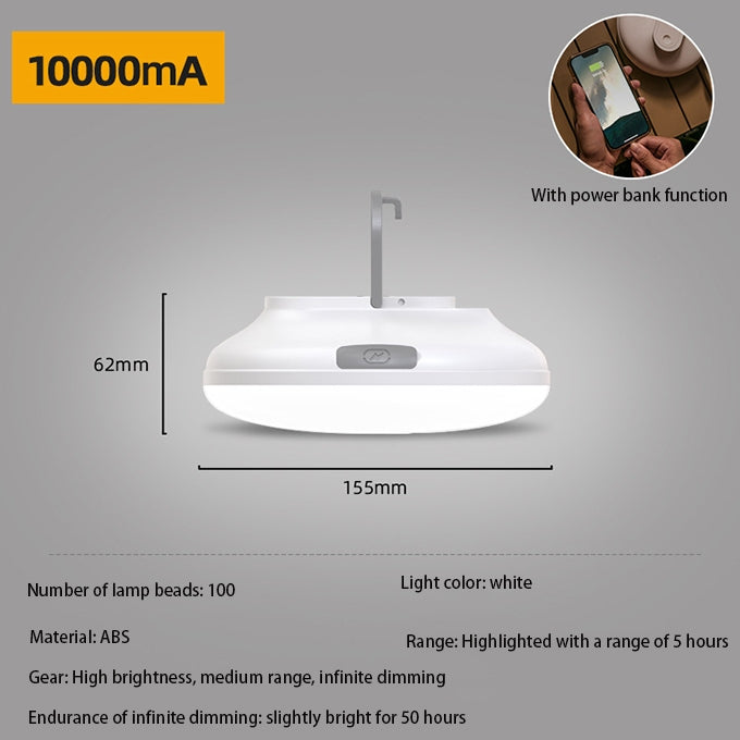 Power Bank Camping Light 10000MAH Long Lasting Waterproof LED Rechargeable Hiking Tent Lantern Fishing Outdoor Light