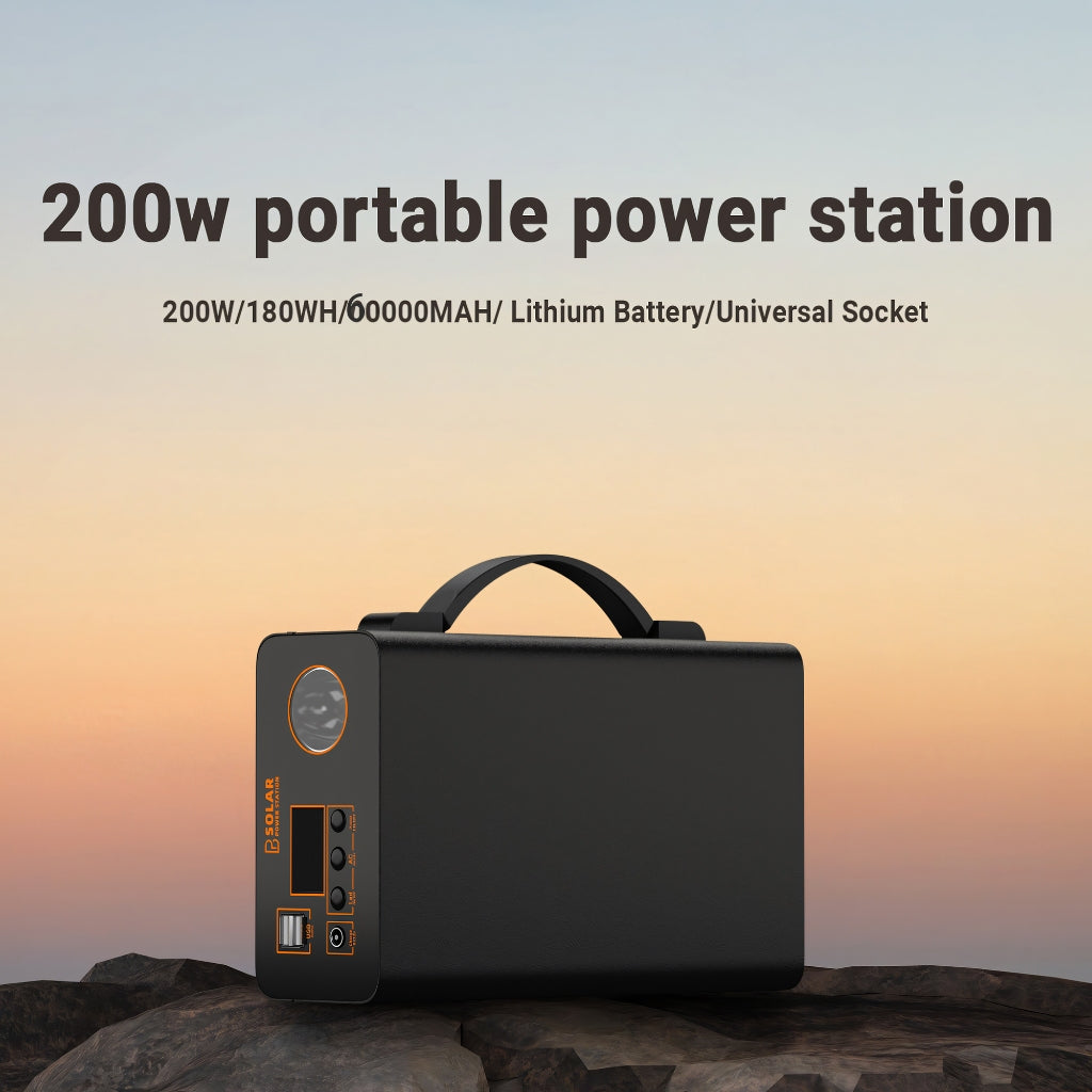 PBSOLAR power station portable solar 220v 200w 45000mah lithium battery power bank charger mable big capacity power station outdoor ulti-function port emergency power Supply CPAP Battery Recharged by Solar Panel/Wall Outlet/Car 220V AC Out/DC 12V /QC USB