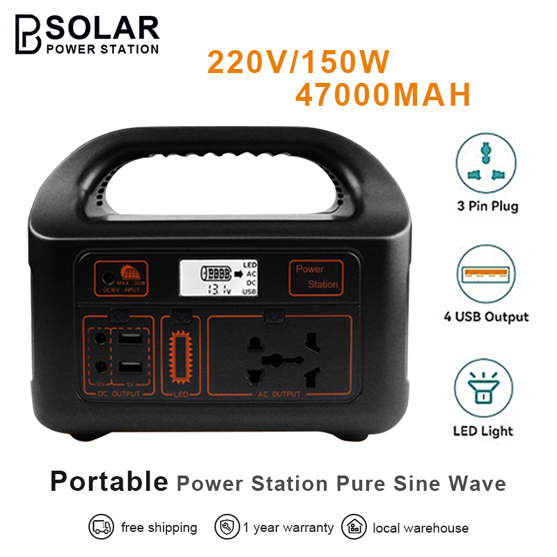 Power Station Portable 220v 150w 47000mah Fast Charging Original Generator Outdoor Solar Charger USB DC AC Output