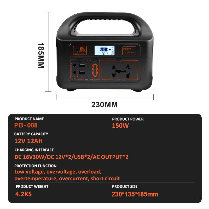 Power Station Portable 220v 150w 47000mah Fast Charging Original Generator Outdoor Solar Charger USB DC AC Output