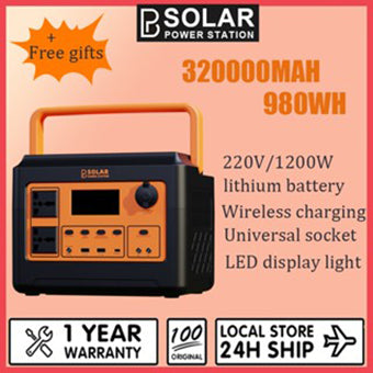 Power Station 220v 1200W/320000MAH/1024WH Lithium Battery Multi-Function Portable Light and handy Big Capacity Solar Generator Station Powerbank Quick Charge With wireless charging function