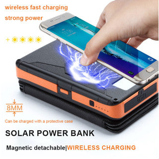PB S013 solar power bank 26800mAh solar charging fast charging wireless charging 4 solar panels type