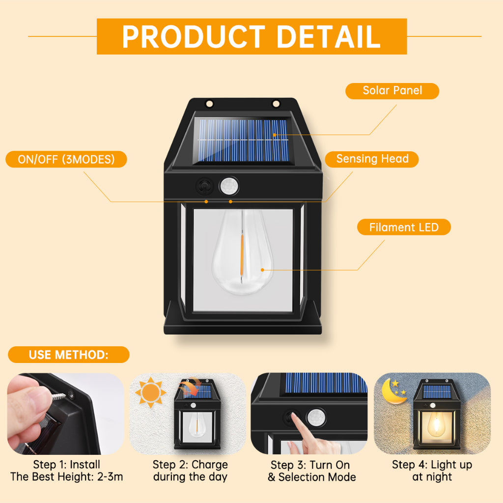 NEW Arrive Solar Wall Light Outdoor Lamp Hiasan Waterproof Garden Decor Lantern Street Solar Lamp Light Decora