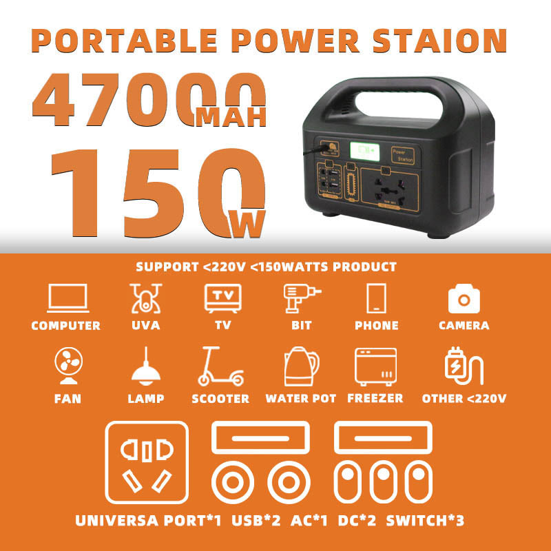 Power Station Portable 220v 150w 47000mah Fast Charging Original Generator Outdoor Solar Charger USB DC AC Output